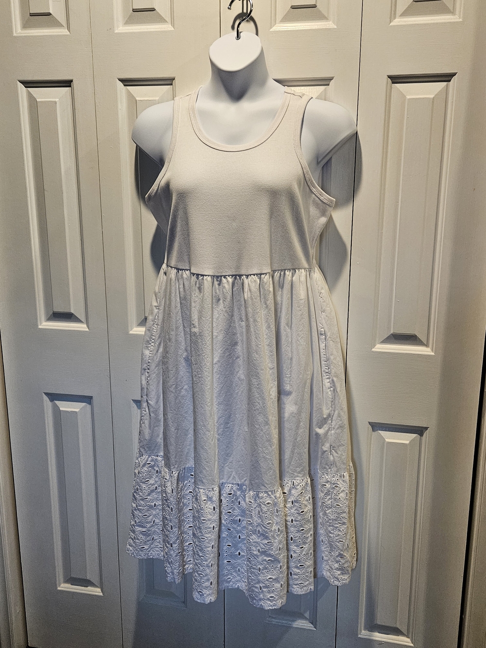 Terra & Sky White Eyelet Midi Dress